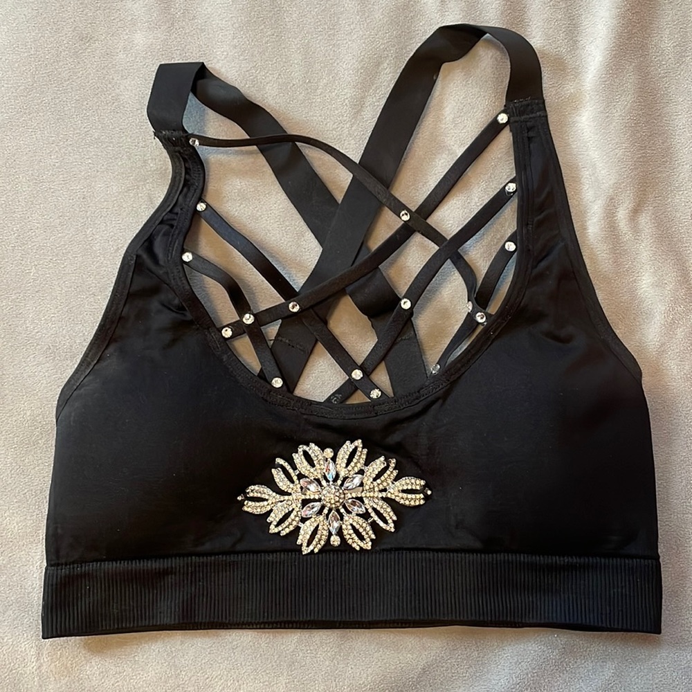 Hand bedazzled performance/audition sports bra/top